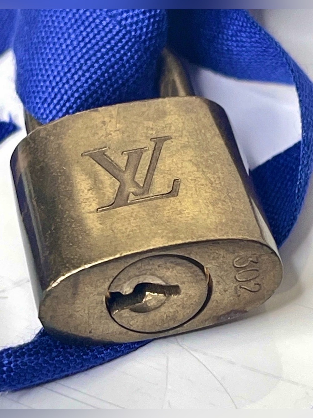 Louis Vuitton Brass Padlock with Royal Blue Ribbon #302 No Key